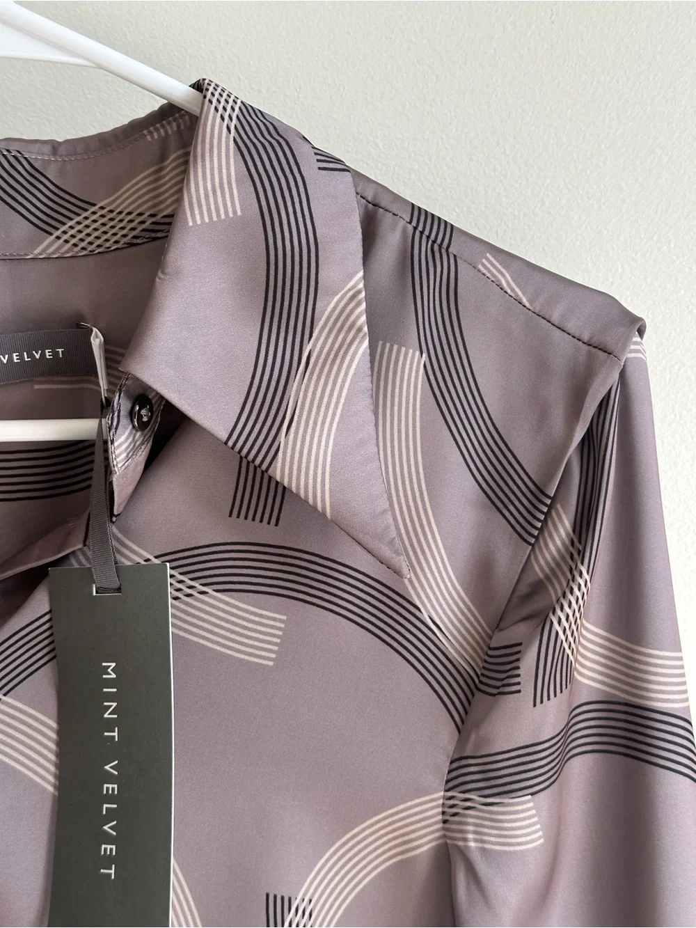 NWT Mint Velvet Remi Geo Print Shirt Size S Long Sleeve Geometric Blouse
